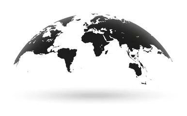 Fotobehang Zwarte wereldkaart wereldbol geïsoleerd op witte achtergrond © FourLeafLover