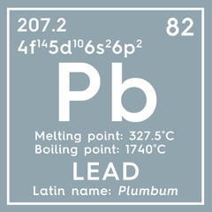 Lead. Plumbum. Post-transition metals. Chemical Element of Mendeleev's Periodic Table. Lead in...
