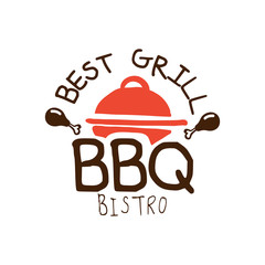 Best grill BBQ bistro logo template hand drawn colorful
