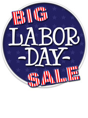 Big Labor Day Sale, colors red, white and blue, Isolated against the white background.