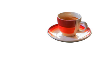coffee cup in striped red over white background