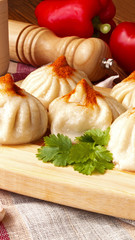 dumplings with meat, spices and vegetables