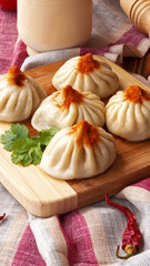 dumplings with meat, spices and vegetables