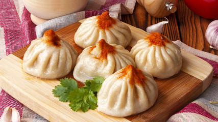 dumplings with meat, spices and vegetables