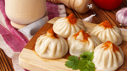 dumplings with meat, spices and vegetables