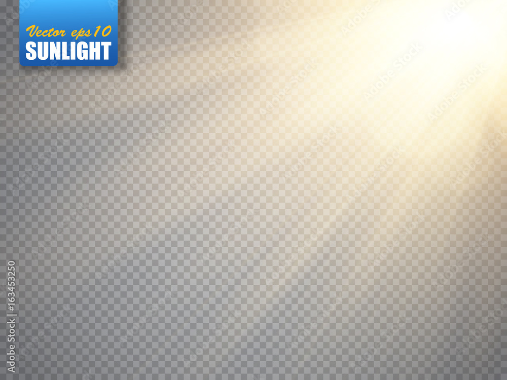Aufkleber lens flare light effect. sun rays with beams isolated. vector