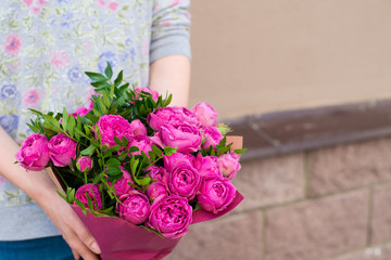 woman with bouquet of flowers