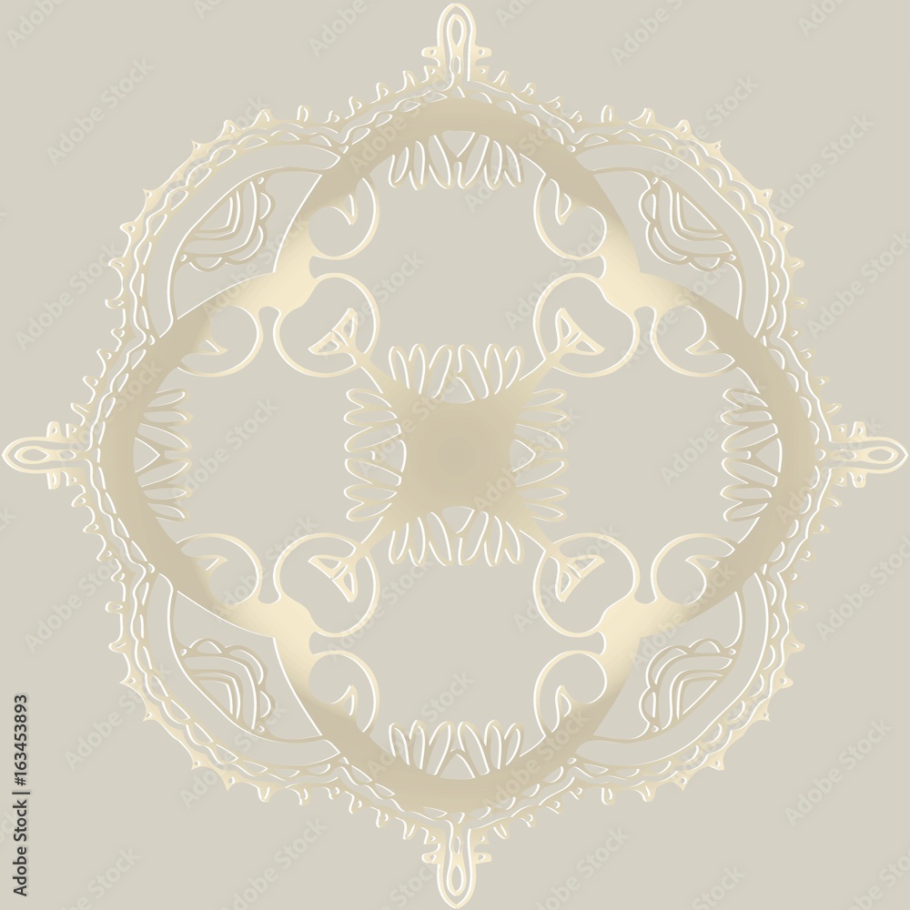 Poster abstract tracery victorian pattern retro round shape on a light background antique rococo style deco