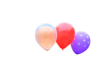 balloon red, pink, orange, green, purple. beautiful on isolated white background and clipping path