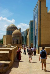Shah-I-Zinda Mausoleum complex in Samarkand, Uzbekistan - obrazy, fototapety, plakaty