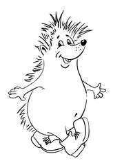 Cartoon image of cute hedgehog. An artistic freehand picture.