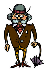 Cartoon image of Man Icon. Human symbol. An artistic freehand picture.