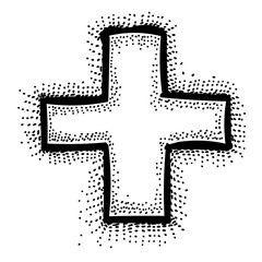 Obraz premium Cartoon image of Medical cross. An artistic freehand picture.