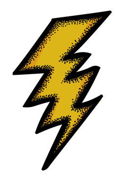 Cartoon image of Lightning Icon. Bolt symbol. An artistic freehand picture.