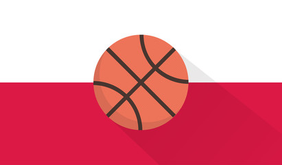 vector basketball with poland flag background