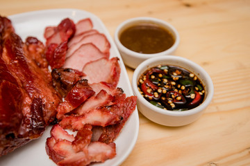 Hong Kong-style roast pork, roast pork, Thai roasted crispy pork, Thai food