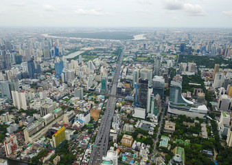 Naklejka premium Bangkok aerial view from the drone