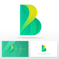 Letter B logo and business card templates. Vector sign.
