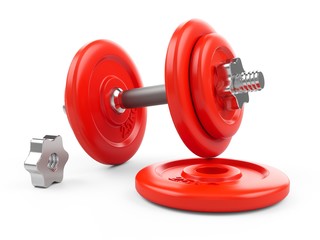 3D rendering dumbbells isolated on white background