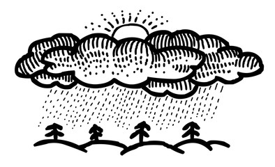 Cartoon image of Rain Icon. Rainfall symbol. An artistic freehand picture.
