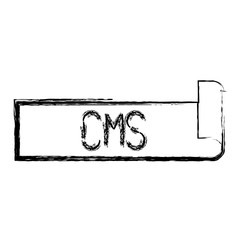 monochrome blurred silhouette label text of cms vector illustration