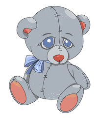 Cartoon image of teddy bear. An artistic freehand picture.