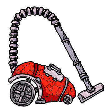Cartoon image of vacuum cleaner. An artistic freehand picture.