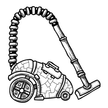 Cartoon image of vacuum cleaner. An artistic freehand picture.