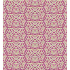 Seamless purple background with beige pattern in baroque style. Vector retro illustration. Ideal for printing on fabric or paper.