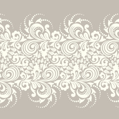 Seamless brown background with light pattern in baroque style. Vector retro illustration. Ideal for printing on fabric or paper.