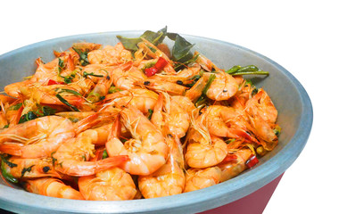 Homemade boil shrimp with herb and chilli