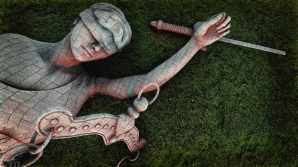 Broken lady of justice 3d rendering