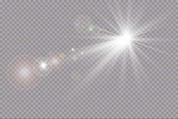 Vector transparent sunlight special lens flare light effect. Sun flash

