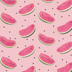 Watermelon pink pattern. Flat lay. Summer concept.