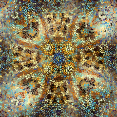 Fototapeta na wymiar Seamless background pattern. Decorative geometric mosaic art pattern on blur background.