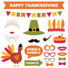 Thanksgiving design elements and party props set © lattesmile