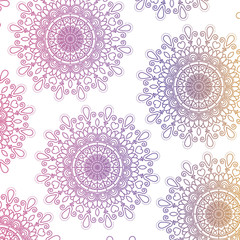 pattern purple and blue gradient brilliant flowers mandala vintage decorative swirl ornament vector illustration
