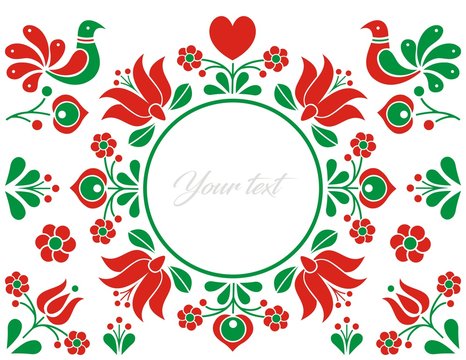 Greeting cad template with hungarian folk motif