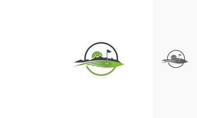 Golf, sports, balls, golf clubs, field, arena, emblem symbol icon vector logo - 163466009