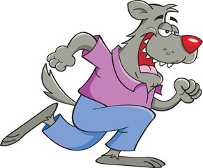 Cartoon illustration of a werewolf running.