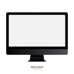 computer monitor black color with blank screen isolated on white background. stock vector illustration eps10