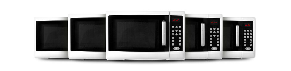 Household appliances - Five white Microwave
