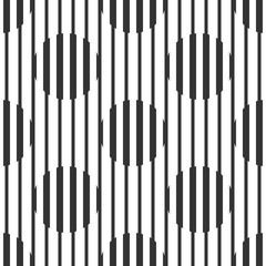 Abstract seamless geometric black and white pattern, narrow and wide lines, circles