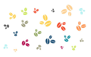 Viele bunte Kaffeebohnen