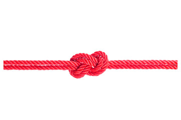 string of red rope knot isolated on white background