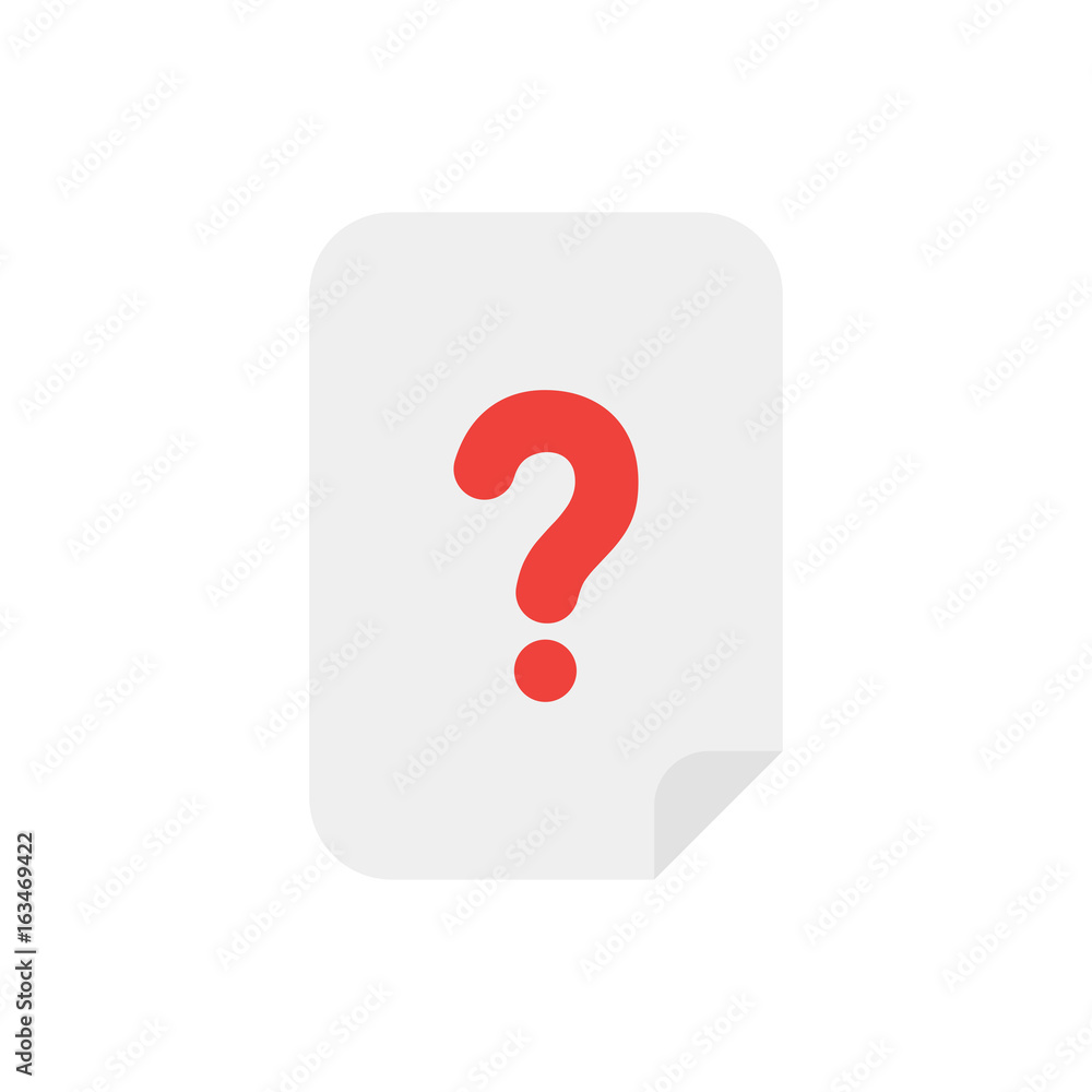 Aufkleber vector concept of paper with question mark icon on white with flat design style