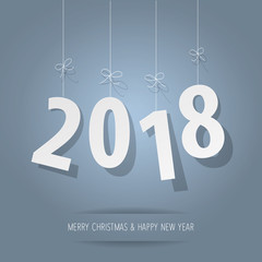 paper 2018 digits on light blue bokeh background