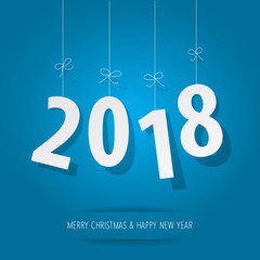 paper 2018 digits on blue background