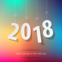 paper 2018 digits on rainbow bokeh background