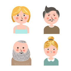 People face avatars for applications or web profile vector flat icons